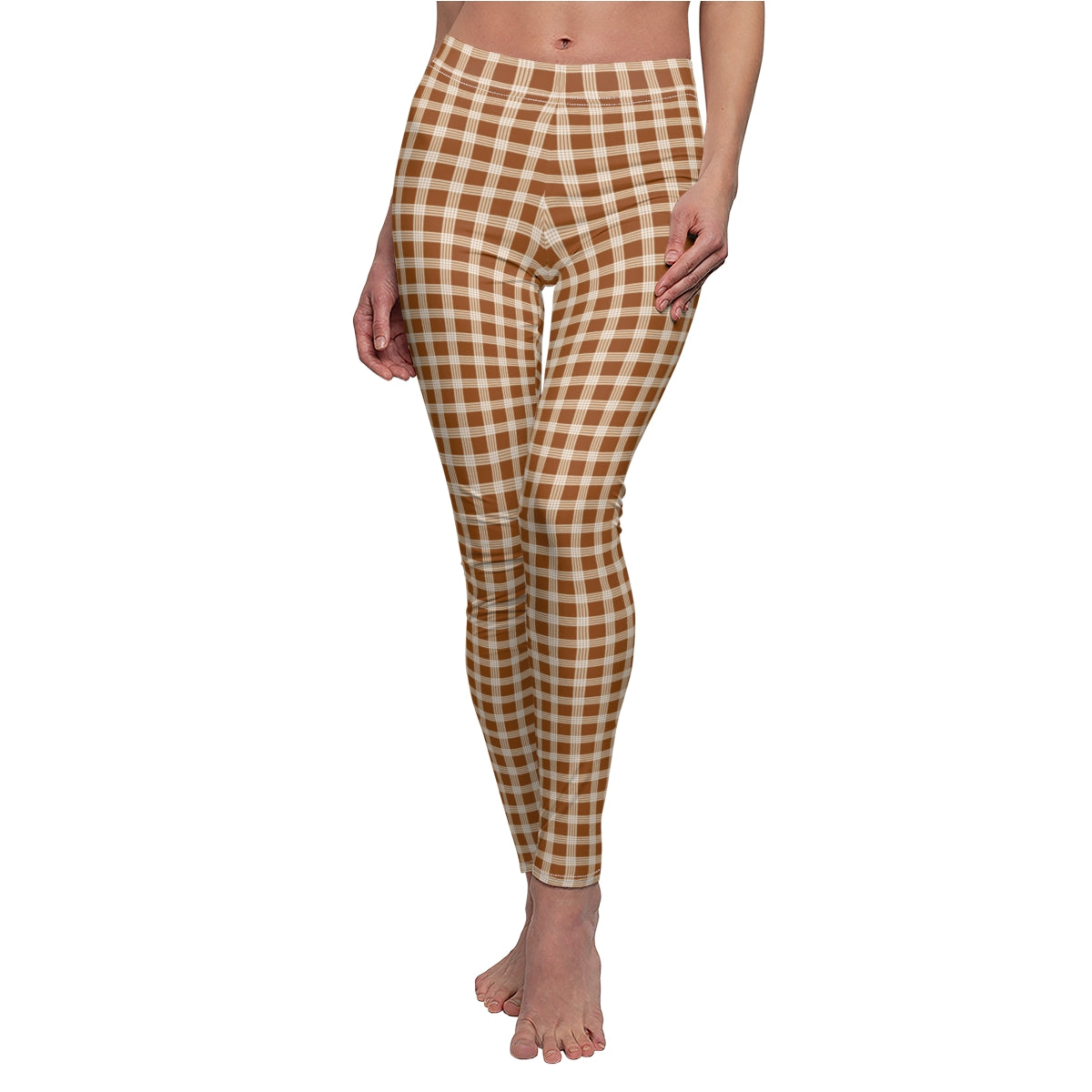 Hawaiian Plaid | Palaka | Country Style | Women's Cut & Sew Casual Leggings (AOP)