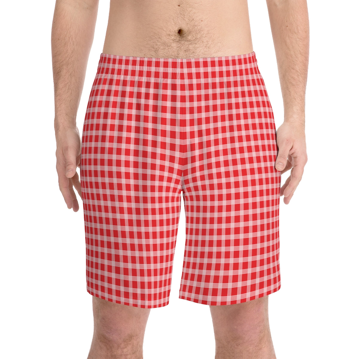 Hawaiian Plaid | Palaka | Country Style | Men's Elastic Beach Shorts (AOP)