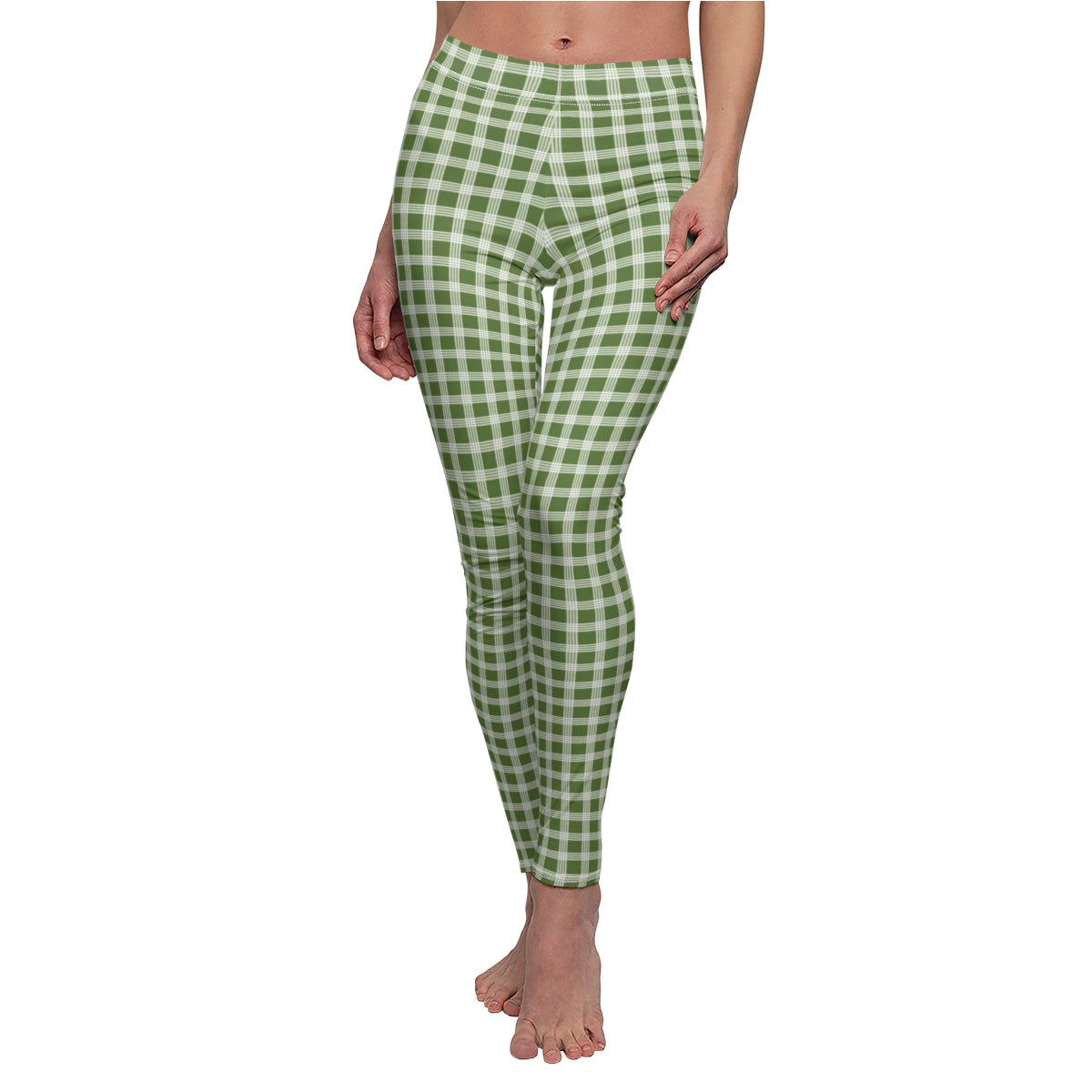 Hawaiian Plaid | Palaka | Country Style | Women's Cut & Sew Casual Leggings (AOP)