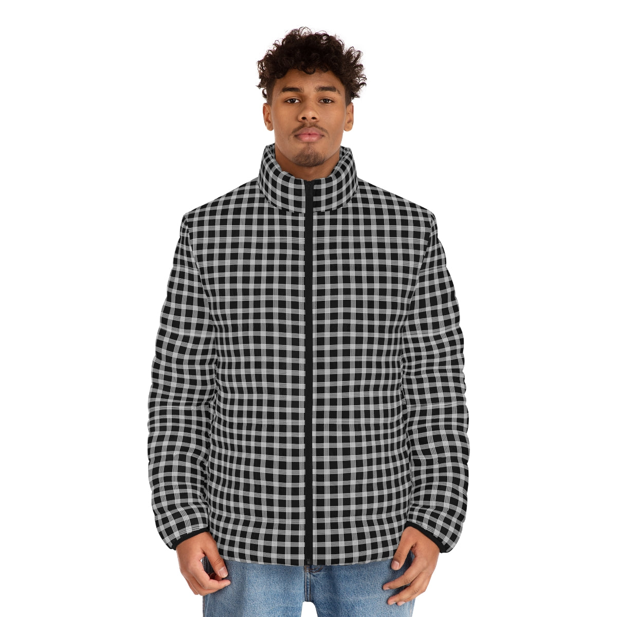 Hawaiian Plaid | Palaka | Country Style | Men's Puffer Jacket (AOP)