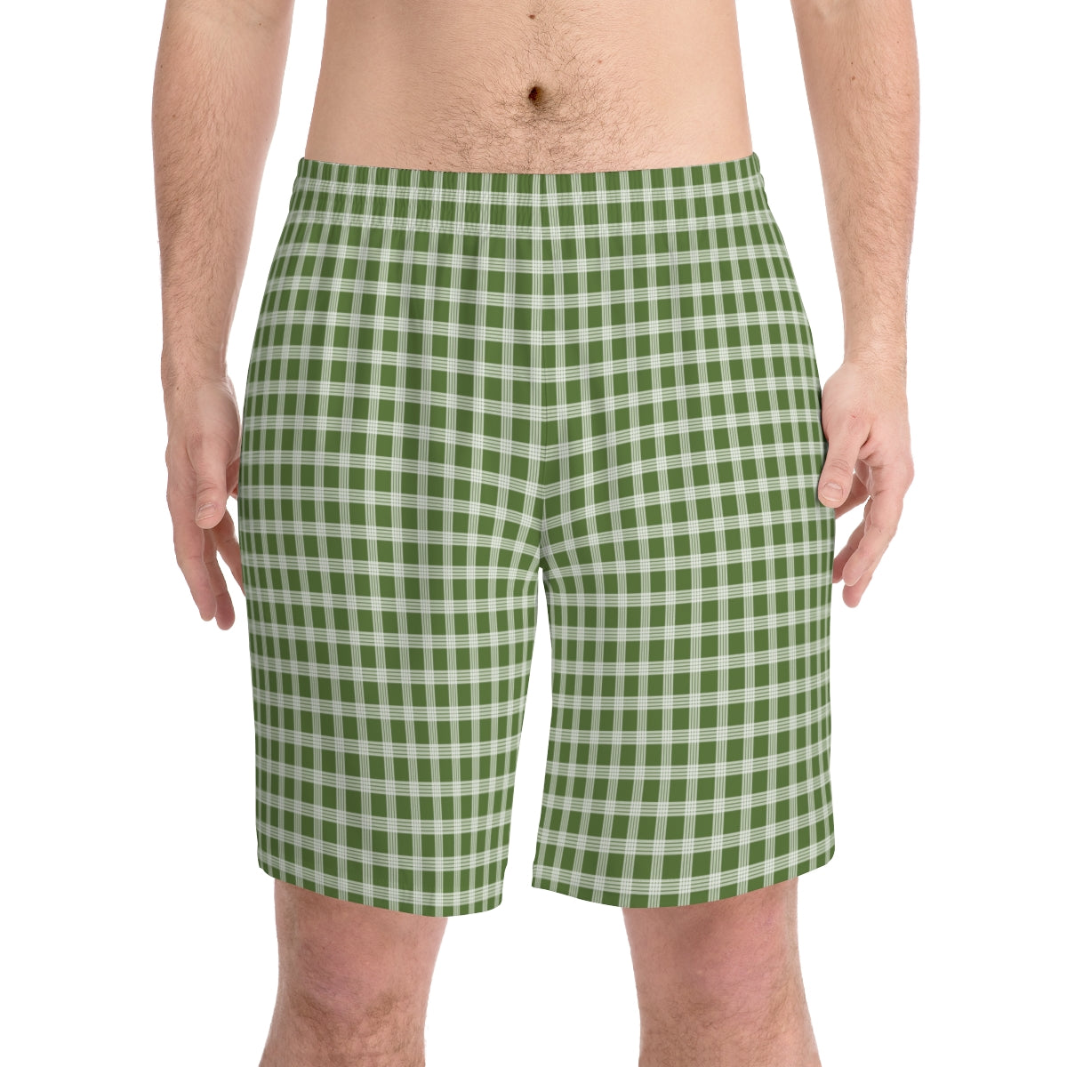 Hawaiian Plaid | Palaka | Country Style | Men's Elastic Beach Shorts (AOP)