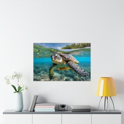 Hawaiian | Green Sea Turtle | Honu | Matte Horizontal Posters