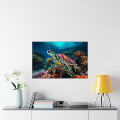 Hawaiian | Green Sea Turtle | Honu | Matte Horizontal Posters