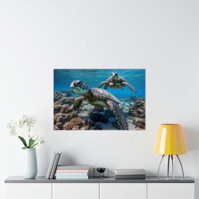 Hawaiian | Green Sea Turtle | Honu | Matte Horizontal Posters